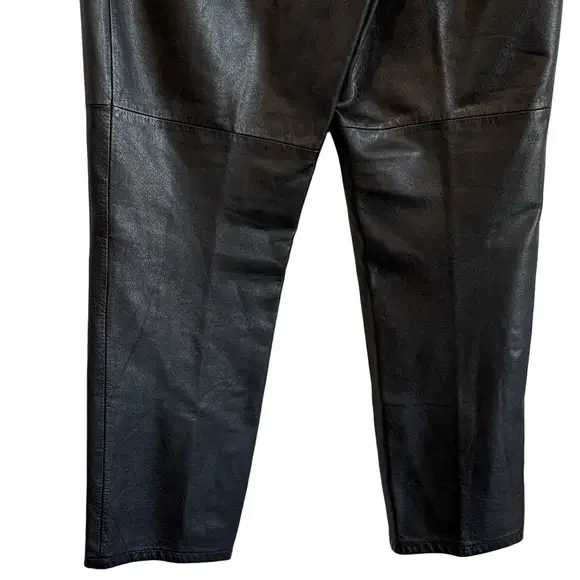 Jones New York Black Leather Straight Leg Pants LL143 - Picture 6 of 7